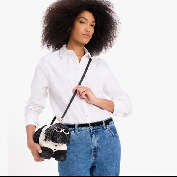 NWT! KATE SPADE FRINGED 3D DOG CROSSBODY - Picture 2 of 8